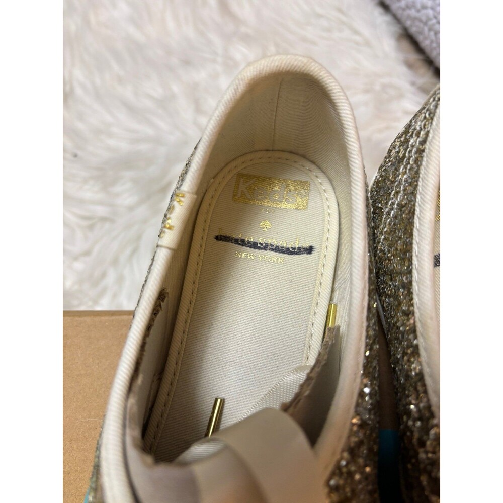 Kate Spade Keds Platinum Glitter Bridal Shoes Sz 7.5 - Picture 4 of 6